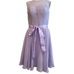 Juniors Size 9 Lilac Lace Belted Dress Homecoming Dance Party Sleeveless Prom